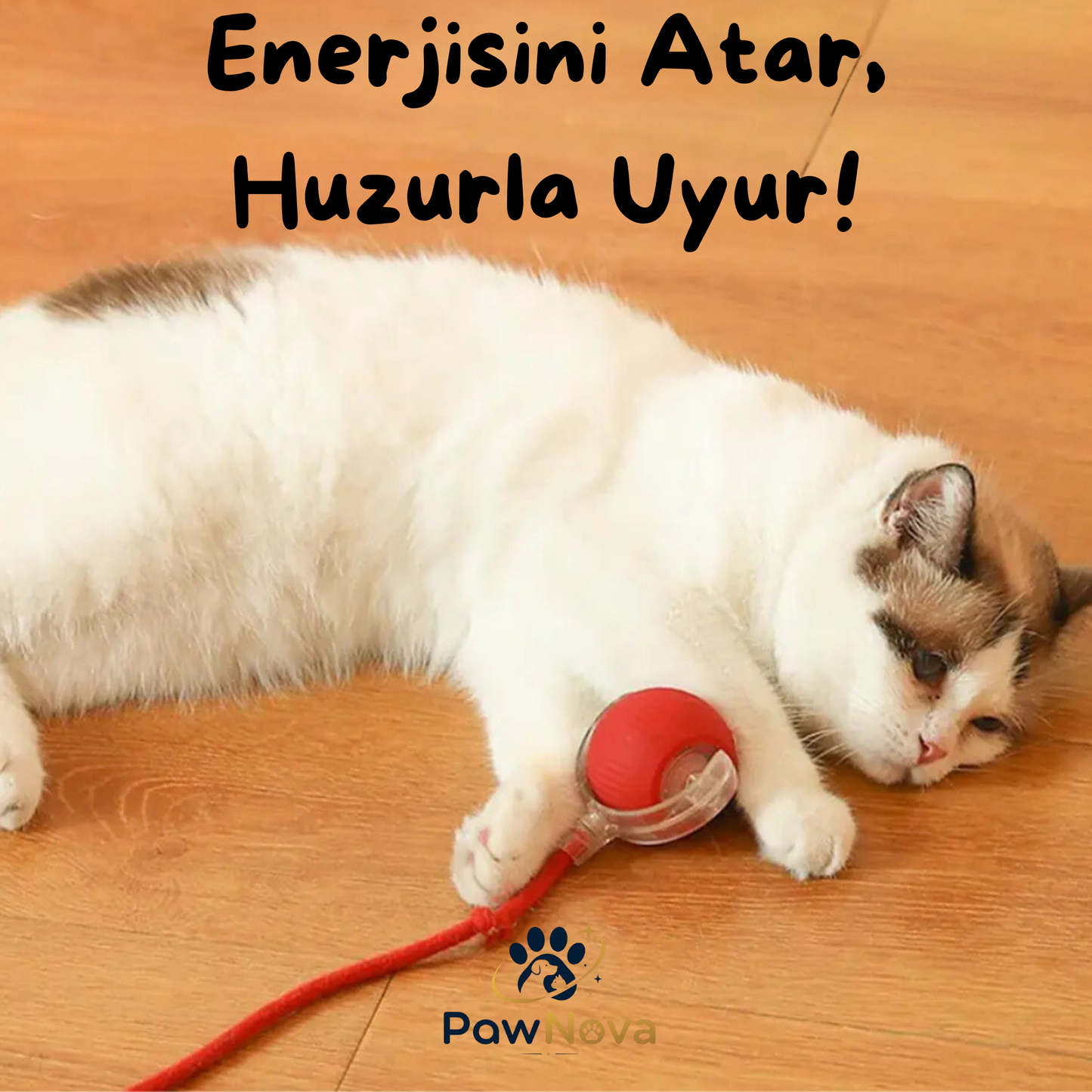PawNova™ Akıllı Kedi Oyuncak Topu — USB Şarjlı, Işıklı, 3 Modlu, 360° Hareket